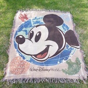 Walt‎ Disney World Mickey Mouse Throw Blanket Woven Tapestry Decor 42x48